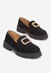 Czarne Mokasyny z Klamerką i Cyrkoniami Drethegian