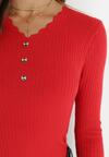 Czerwony Sweter z Prążkowanej Dzianiny Olifoncen