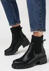 Czarne Botki z Elastyczną Cholewką Hekele