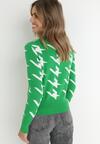 Zielony Sweter z Trójkątnym Dekoltem i Kołnierzykiem Chloriolea