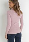 Ciemnoróżowa Bluzka z Prążkowanej Dzianiny z Koronką Sinar