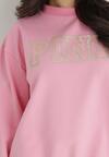 Różowa Bluza Oversize z Nadrukiem Kesirat