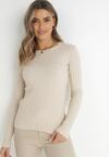 Jasnobeżowy Sweter Prążkowany Nawira