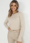 Jasnobeżowy Sweter Prążkowany Nawira