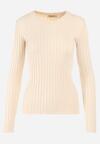 Jasnobeżowy Sweter Prążkowany Nawira