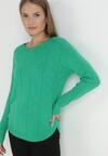 Zielony Sweter z Okrągłym Dekoltem Kuria