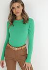Zielony Sweter z Okrągłym Dekoltem Gładki Irishi