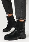 Czarne Botki Sztyblety z Łańcuchem Fazi