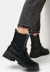 Czarne Botki Sztyblety z Łańcuchem Fazi