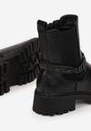 Czarne Botki Sztyblety z Łańcuchem Fazi