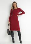 Bordowa Sukienka Dzianinowa z Kaszmirem Dasha
