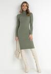 Ciemnozielona Sukienka Dzianinowa z Kaszmirem Valke