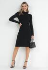 Czarna Sukienka Dzianinowa z Kaszmirem Klymiche