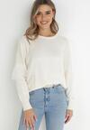 Biała Wełniana Bluzka z Falbanką Barme