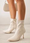 Beżowe Botki na Szpilce z Dopasowaną Cholewką Viku