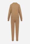 Beżowy 2-częściowy Komplet Dzianinowy ze Swetrem i Spodniami Agathiche