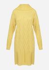 Żółta Sukienka Dzianinowa o Grubym Splocie z Golfem Aloma