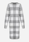 Szara Sukienka Oversize w Kratę Chrysyne