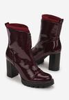 Bordowe Botki Lakierowane na Słupku Hypsousa