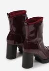 Bordowe Botki Lakierowane na Słupku Hypsousa