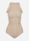 Beżowe Body z Wiskozy o Tłoczonej Fakturze Idolina