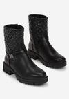 Czarne Botki Sztyblety z Pikowaną Cholewką Yerani