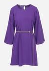 Ciemnofioletowa Sukienka Oversize z Łańcuszkowym Paskiem Kirle