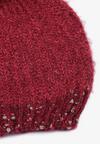 Bordowa Czapka Dzianinowa z Pomponem Dipali