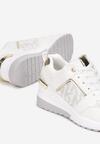 Białe Sneakersy na Koturnie z Metalicznymi Wstawkami Dovi