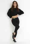 Czarne Legginsy z Napisem w Pasie Nemeza