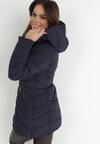 Granatowa Kurtka Pikowana z Kapturem Nelija