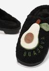 Czarne Kapcie Futrzane z Naszywką Avocado Larochka
