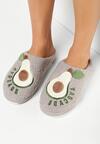Szare Kapcie Futrzane z Naszywką Avocado Larochka