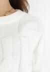 Biały Sweter Oversize z Tłoczeniem Gelo