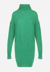 Zielona Sukienka Wełniana Oversize z Golfem Heire