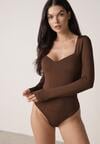 Brązowe Body z Kwadratowym Dekoltem Phicise