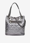 Szara Duża Torebka Lakierowana z Pikowaniem Maphi