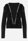 Czarny Sweter z Piórami Beliita