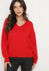 Czerwony Sweter z Wiskozy Oversize Yorate