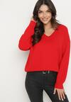 Czerwony Sweter z Wiskozy Oversize Yorate