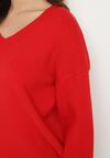 Czerwony Sweter z Wiskozy Oversize Yorate