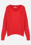 Czerwony Sweter z Wiskozy Oversize Yorate