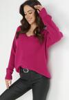 Fioletowy Sweter z Wiskozy Oversize Yorate