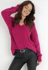 Fioletowy Sweter z Wiskozy Oversize Yorate