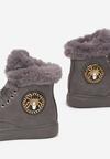 Szare Botki Sznurowane z Naszywką i Futerkiem Nolki