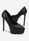 Czarne Szpilki na Platformie ze Szpiczastym Noskiem Kaleah