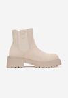 Jasnobeżowe Botki Sztyblety z Elastyczną Wstawką Manuvia