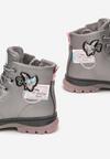 Szare Botki z Naszywkami Mocno Ocieplone Harniet