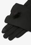 Czarne Rękawiczki z Małym Pomponem Cemilo