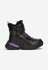 Czarno-Fioletowe Śniegowce na Grubej Podeszwie Mevna